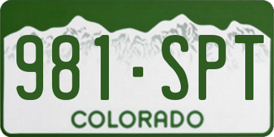 CO license plate 981SPT