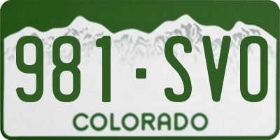 CO license plate 981SVO