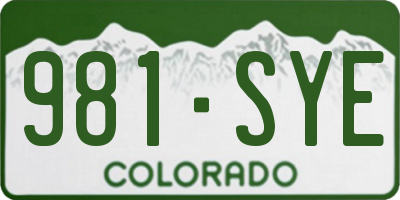 CO license plate 981SYE