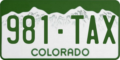 CO license plate 981TAX