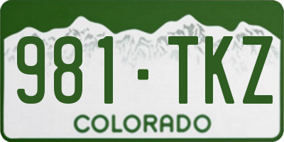 CO license plate 981TKZ
