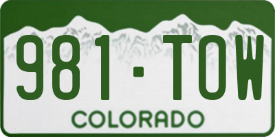 CO license plate 981TOW