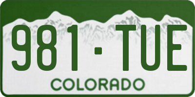 CO license plate 981TUE