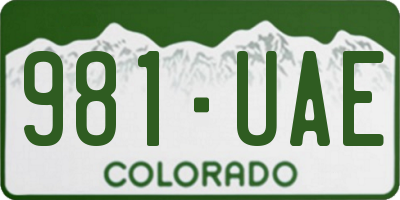 CO license plate 981UAE