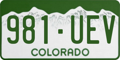 CO license plate 981UEV