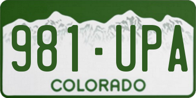 CO license plate 981UPA