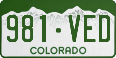CO license plate 981VED