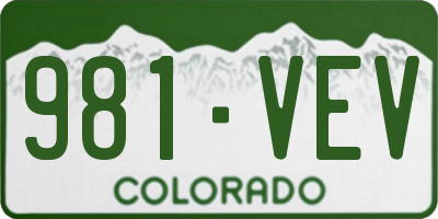 CO license plate 981VEV