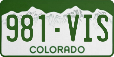 CO license plate 981VIS