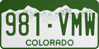 CO license plate 981VMW