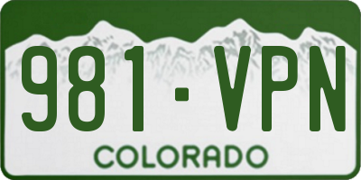 CO license plate 981VPN