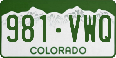 CO license plate 981VWQ