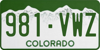 CO license plate 981VWZ