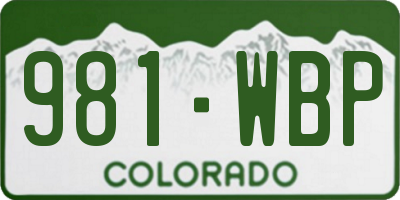 CO license plate 981WBP