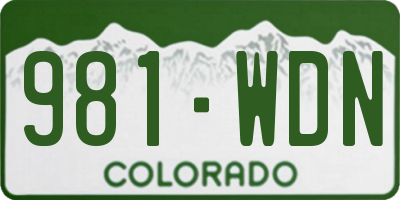 CO license plate 981WDN