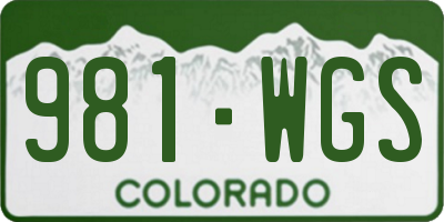 CO license plate 981WGS