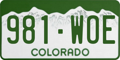CO license plate 981WOE