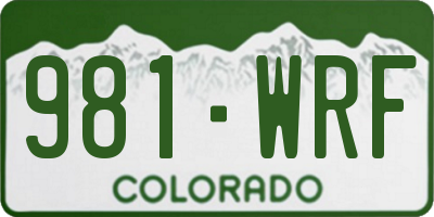 CO license plate 981WRF