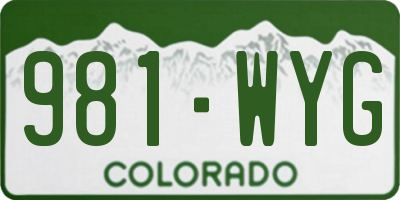 CO license plate 981WYG