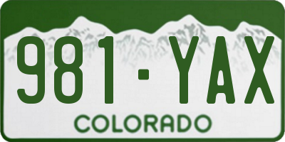 CO license plate 981YAX