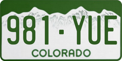 CO license plate 981YUE
