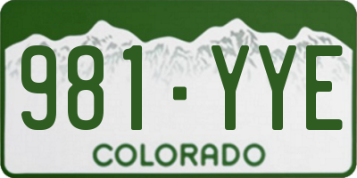 CO license plate 981YYE