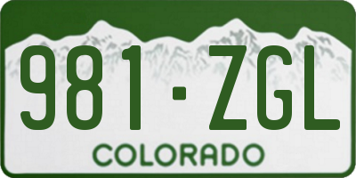 CO license plate 981ZGL