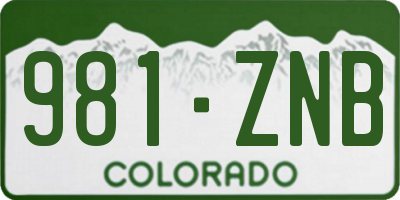 CO license plate 981ZNB