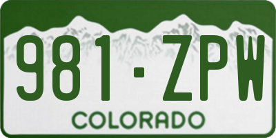 CO license plate 981ZPW