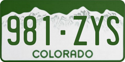 CO license plate 981ZYS
