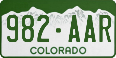 CO license plate 982AAR
