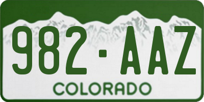CO license plate 982AAZ