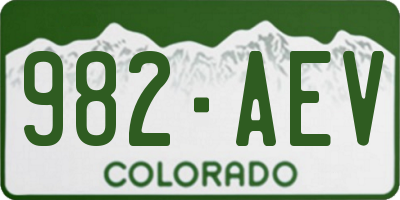 CO license plate 982AEV