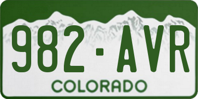 CO license plate 982AVR