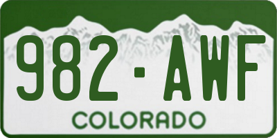 CO license plate 982AWF