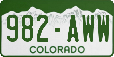 CO license plate 982AWW
