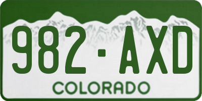 CO license plate 982AXD