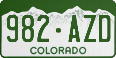 CO license plate 982AZD