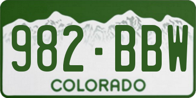 CO license plate 982BBW