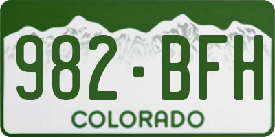 CO license plate 982BFH