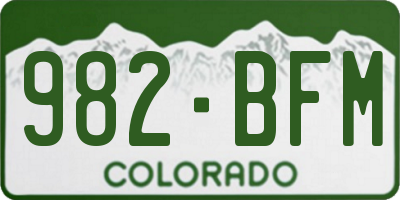 CO license plate 982BFM