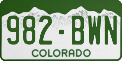 CO license plate 982BWN