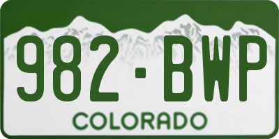 CO license plate 982BWP