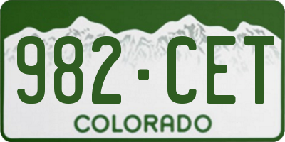 CO license plate 982CET