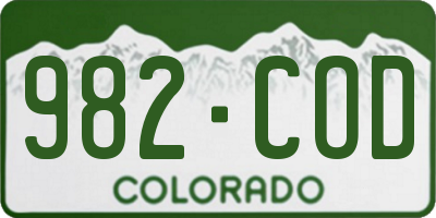 CO license plate 982COD