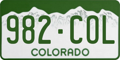 CO license plate 982COL
