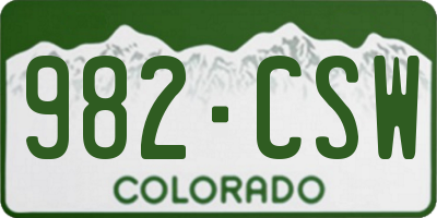 CO license plate 982CSW