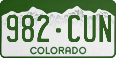 CO license plate 982CUN