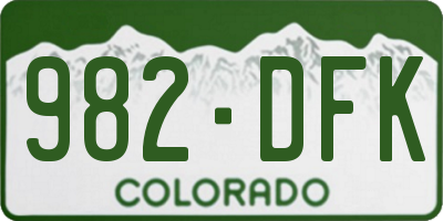 CO license plate 982DFK