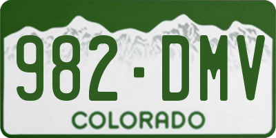 CO license plate 982DMV